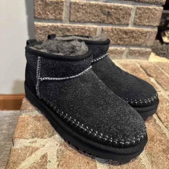 UGG Womens Classic Ultra Mini Biarritz Boot Grey/Gray size us 6 - Picture 1 of 16